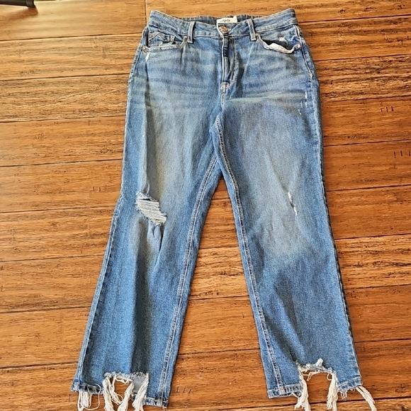 Edgely Denim - Edgely Blue Distressed Straight Leg Jeans Size 12